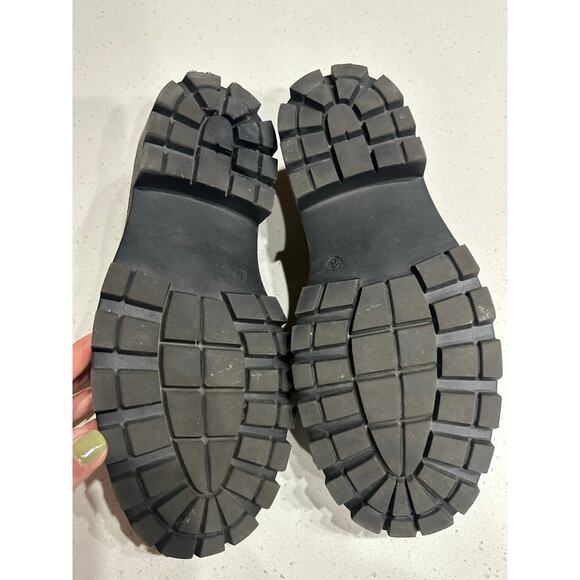 Just Fab Women’s Loafers Collette Paton Black 8 Chunky Alligator Grunge Goth - Picture 4 of 11